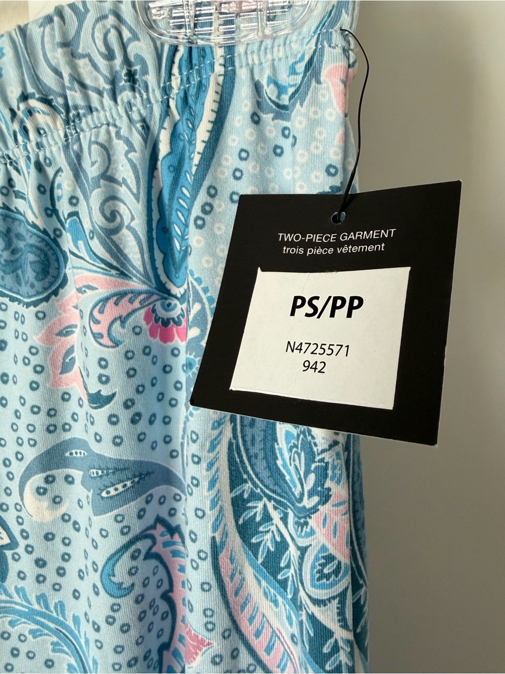 NWT Ellen Tracy Pajama Set Size Petite Small Blue Pink Paisley 2 Piece Spring - Picture 11 of 12